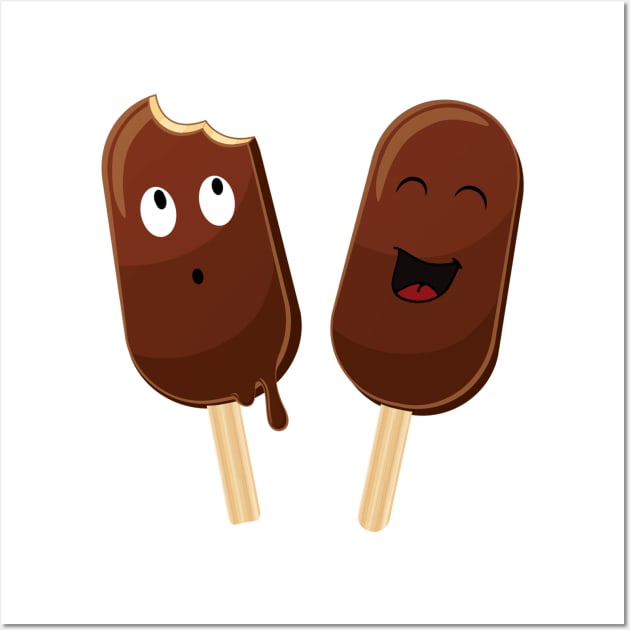 Funny chocolate icecream Wall Art by Unelmoija